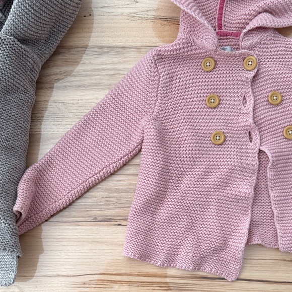 Baby Boden set of 2 Pink and Gray Animal Hooded Cardigans 18-24 - Picture 7 of 9